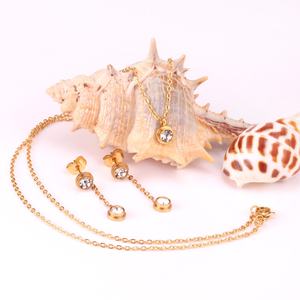 Hot Selling CZ <b>Jewelry</b> Set Wholesale Price Beautiful Design Gold Plated <b>Crystal</b> Necklace Earring Set <b>With</b> Zircon for Women - Product Image 3