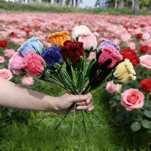 Ramo de Boda Hecho a Mano con Varillas Decorativas, Rosas, Girasoles y Tulipanes, Accesorios para Regalo Individual, Venta al Por Mayor - Product Image 3