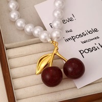 Trendy fruitkraaltjes imitatie parel hars hart kersen ketting 18K verguld zinklegering dames charme sieraden
