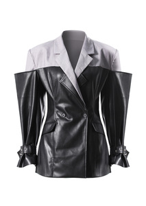 <span class=keywords><strong>Giacca</strong></span> Blazer da <span class=keywords><strong>Donna</strong></span> in <span class=keywords><strong>Ecopelle</strong></span> PU con Patchwork Colorato, Stile Motociclistico e Streetwear, Moda Autunno Inverno - Product Image 3
