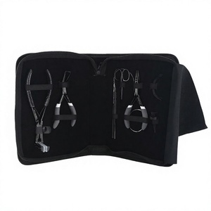 Private Label Hair Extension Tools kit Tape in Hair Extension Removal crimpimg <b>Pliers</b> <b>Set</b> Parting Finger Scissor Loop Needles - Product Image 1