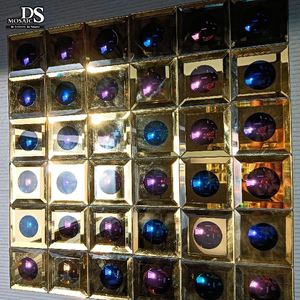 Fenêtre carrée moderne miroir doré carreaux de verre nouvel arc-en-ciel plaqué couleur salle de bain Accents muraux <span class=keywords><strong>Parquet</strong></span> dosseret décor Mosaiken - Product Image 2