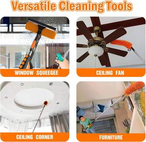 Kit de nettoyage de plafond à long manche extensible de 3,6 m pour ventilateurs de plafond et fenêtres, avec plumeau en microfibre - Product Image 4