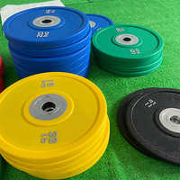 Compétition PU acier coloré 5kg/10kg/15kg/25kg poids plaque couleur caoutchouc poids pour Match haltères pare-chocs plaques