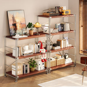 Scaffale portaoggetti in metallo stile giapponese a quattro ripiani, facile da montare, per soggiorno, cucina, balcone, libreria, espositore - Product Image 1