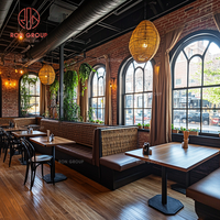 Ensemble de meubles de restaurant et de café modernes et durables en bois massif, canapé, banquette, chaise et table pour café, salon de thé