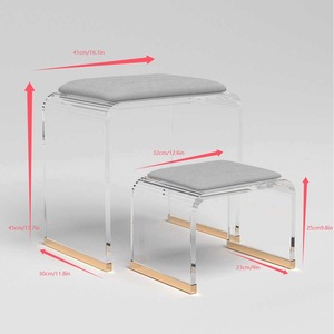 Pu Leather Convertible Modern Clear Acrylic Step <strong>Stool</strong> for <strong>Bedroom</strong> Apartment Supermarket Use - Product Image 6