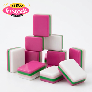 Modernas y Lindas Fichas de Mahjong Americanas, Juego de 160 Fichas, 4 Capas, Acrílicas, Pintadas a Mano, Color Rojo Rosa <span class=keywords><strong>Amara</strong></span>, Regalo para Noches de Juego - Product Image 2