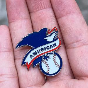 可定制棒球队珐琅徽章-波士顿红袜队纽约洋基队洛杉矶道奇队-镀银合金UV印刷平面 - Product Image 5