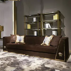 Kain Microfiber kursi sofa villa untuk ruang santai set sofa ruang tamu perabotan sofa warna abu-abu dengan kombinasi warna