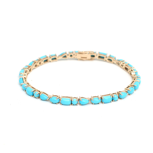 Pulsera de tenis Gemnel para mujer, con gemas <span class=keywords><strong>Danta</strong></span>, oro de 18K, turquesa, forma rectangular y de pera, engaste de garra, joyería de lujo clásica y de moda - Product Image 6