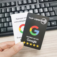 Carte RFID NFC 13,56 MHz personnalisée en usine, carte Google Review CR80 PVC programmable, carte intelligente 215 avec code QR, impression personnalisée