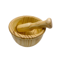 Ensemble mortier et pilon en pin naturel, écologique, durable, de qualité alimentaire, petit moulin à épices en bois poli pour la cuisine et le broyage d'herbes