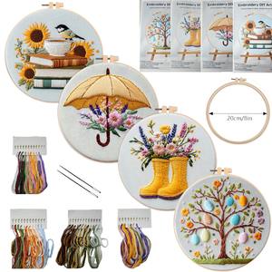 Kit <span class=keywords><strong>de</strong></span> broderie DIY <span class=keywords><strong>de</strong></span> style européen original, série <span class=keywords><strong>de</strong></span> fleurs <span class=keywords><strong>de</strong></span> tournesol et d'œufs, instructions <span class=keywords><strong>de</strong></span> couture en anglais - Product Image 1