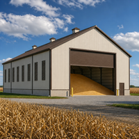 Structure en acier durable pour entrepôt agricole, hangar métallique isolé à panneaux sandwich pour élevage avicole et stockage de céréales