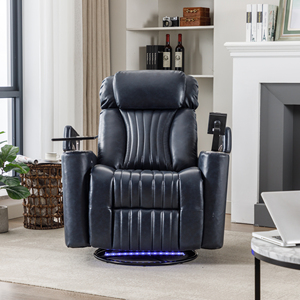 270 °   Fauteuil inclinable pivotant électrique, sièges de cinéma maison avec rangement dissimulé dans les accoudoirs et bande lumineuse LED - Product Image 4