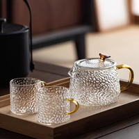 Service à thé en verre borosilicate de haute qualité fabriqué en usine, théières transparentes de 300 ml, soufflées à la main, anti-explosion, modernes, saines et écologiques