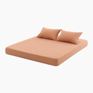 Drap plat 100% coton prélavé, couleur rouille, simple, doux, naturel, pour hôtel et maison, coton teint uni, 300 fils, respirant - Product Image 2