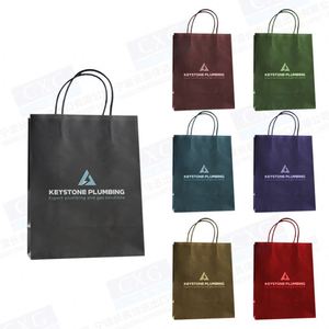 Bolsas de Papel Negras Impresas Personalizadas, Bolsas de Papel Kraft para Boutique, Compras, Comida para Llevar, con Asa - Product Image 1