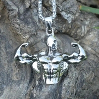 Colliers personnalisés à la mode Collier à pendentif en acier inoxydable en forme d'homme musclé musclé