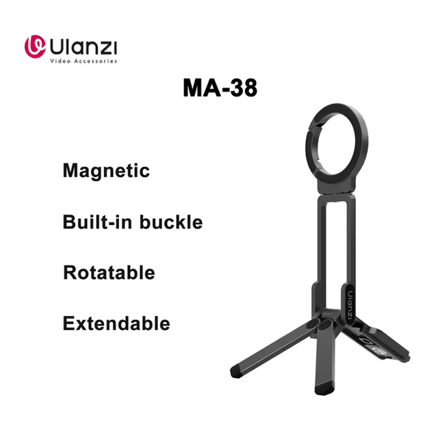 with Hidden Hook for Slopes Walls for iPhone 16 15 14 13 Ulanzi MA38 MagLock Phone Stand Magnetic Phone Stand Bracket Tripod