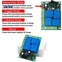 433Mhz pengendali jarak jauh nirkabel Universal AC110V 220V penerima modul 4CH Relay 4B pemancar untuk lampu Motor gerbang pintu garasi