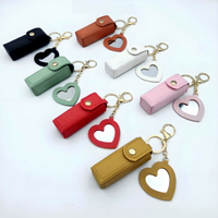 Étui portable pour rouge à lèvres et baume à lèvres, nouveau style, porte-monnaie en polyuréthane, porte-clés, pendentif, mini miroir de maquillage en forme de cœur pour filles