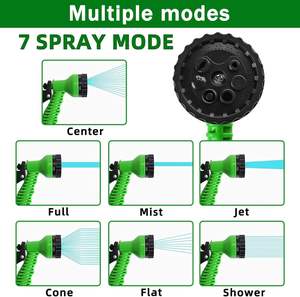 Selang Taman Fleksibel 7 Fungsi yang Dapat Diperpanjang, Tahan Air, Warna Hijau, untuk Mencuci Mobil & Irigasi Kebun, Dilengkapi Gulungan Selang - Product Image 3
