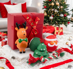 Juego de juguetes chirriantes navideños para perros, juguete interactivo festivo para mascotas, para perros pequeños y medianos, para jugar en interiores durante las fiestas - Product Image 3