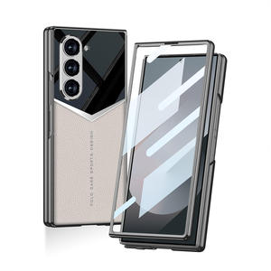 Funda de teléfono de cuero de lujo para Galaxy Z Fold 6 Block Galvanizado Liso Hecho PU cuero Jazz fibra de carbono - Product Image 4