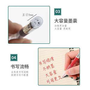 Direct Liquid Rollerball Pen 0.5mm Quick Drying Black Blue Ink Student Office Use High Capacity Needle Tip - Product Image 2