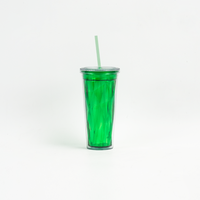 Gobelet à boisson portable en plastique AS transparent à double paroi de 20 oz, personnalisé avec impression de logo sur mesure du fabricant, avec paille et couvercle