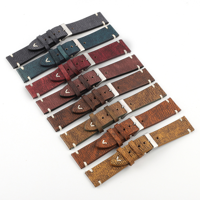 Handmade Genuine Leather Fashion Design Watch Strap 18 20 22 24mm Special Cheap Retro Watch Band