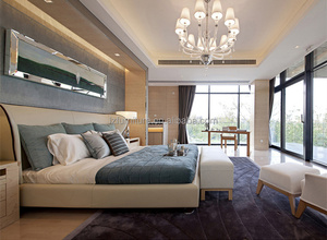 Customize 3 Star Bedroom Furniture Modern King <b>Queen</b> <b>Size</b> MDF Panel Upholstered King <b>Bed</b> & Mattress with Complete Bedding Set - Product Image 3