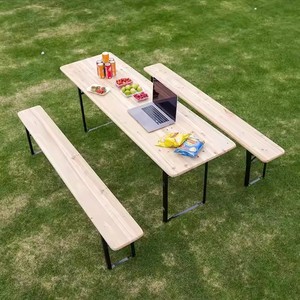Tavolo e panca pieghevoli in legno per campeggio, picnic e birreria all'aperto - Product Image 5