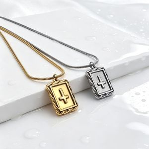 yunnique Stainless Steel <b>Cross</b> Pendant Necklace Gold Silver Geometric Design Daily Wear Gift For Men And Women Clavicle <b>Chain</b> - Product Image 1
