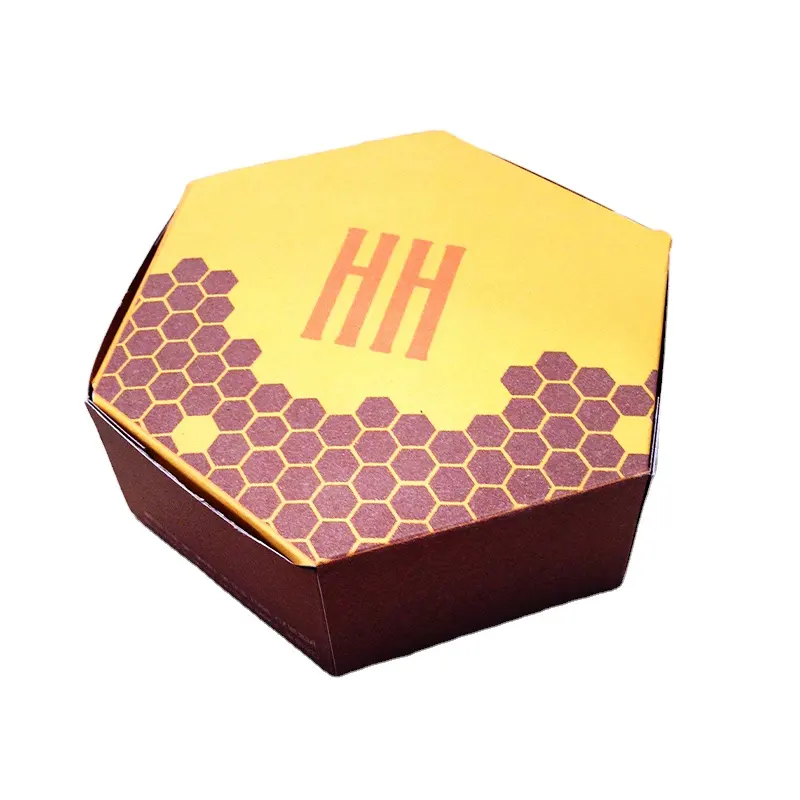 도매 저렴한 가격 힌지 플랩 뚜껑 사용자 정의 육각 접이식 판지 종이 상자 꿀 제품