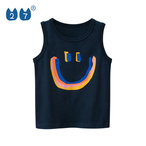 Custom 100% Cotton Summer Crew Neck Kids Boys Tank Tops Wholesale <strong>Toddler</strong> Smile <strong>Vest</strong> - Product Image 2
