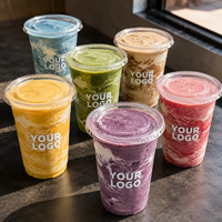 Gobelets réutilisables en PET de 12 oz, 16 oz et 24 oz avec pailles, gobelets pour boissons froides, pour bubble tea et café