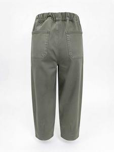 <span class=keywords><strong>Pantaloni</strong></span> a Zampa con Vita Elastica e Coulisse, Tasche Applicate, in Twill Verde Oliva, Modello <span class=keywords><strong>Carrot</strong></span>, Vestibilità Comoda per Donna - Product Image 6