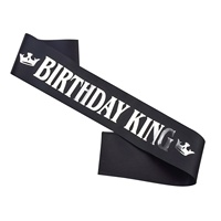 Birthday King Sash - White Satin With Gold Foil Lettering For Men's Parties