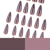 Faux ongles à presser marron écaille de tortue, forme French Manucure, réutilisables pour femmes, usage quotidien
