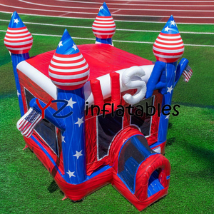 Château gonflable sur <span class=keywords><strong>le</strong></span> thème du drapeau américain, étoiles et rayures, château gonflable pour enfants, château gonflable commercial pour l'extérieur - Product Image 3