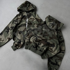 Áo khoác có mũ nam, sản xuất theo yêu cầu, in chuyển nhiệt toàn bộ, in kỹ thuật số DTG, khóa kéo đôi, kiểu dáng rộng, họa tiết rằn ri, áo hoodie unisex - Product Image 1