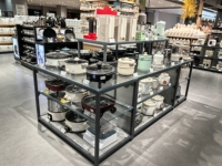 Étagères Gondoles Double Face Blanches en Métal et Bois pour Supermarché, Rayonnages Empilables pour Marchandises de Détail