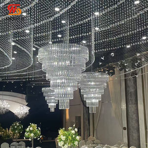 Lámpara de Araña LED de Cristal de Múltiples Capas, Diseño de Lujo Elegante para Decoración de Techos en Eventos de Boda y Salones de Banquetes - Product Image 1