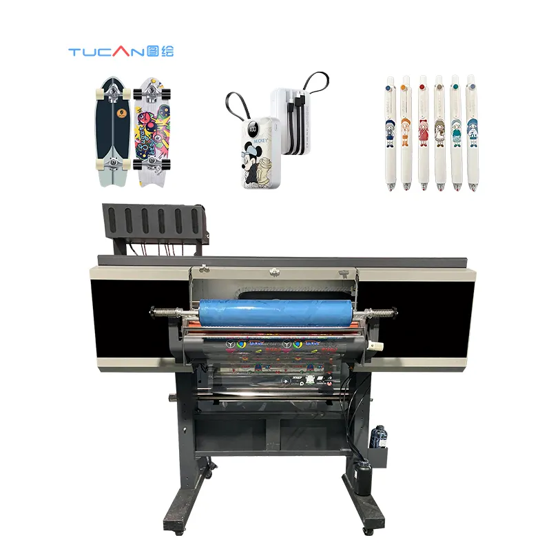 A3 60Cm I3200 Led Dtf Uv Printer Cup Wrap Sticker Transfers Drukmachine Met Laminator Voor Telefoon Case Uv Dtf Printer