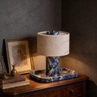 Moderne Wiederaufladbare Kabellose Tischlampe Blaue Dekorative Steinoptik Tragbare LED-Nachttischlampe für Hotel Schlafzimmer Wohnzimmer