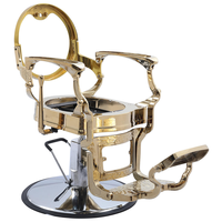 Fauteuil de Salon de Luxe Doré Inclinable pour Hommes, Chaise de Barbier pour Station de Coiffure et Esthétique