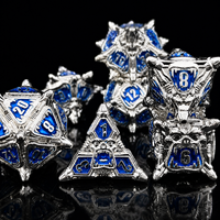 Ensemble de 7 dés DND en métal massif, finition Or antique, à grande ouverture, motif Dragon, pour jeux de société, jeux de rôle fantastiques et Dungeons & Dragons